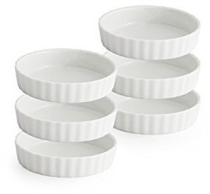 Set da 6 mini pirofile rotonde, diametro 11,5 cm, in ceramica, per mini-torte, crème brûlée, quiche