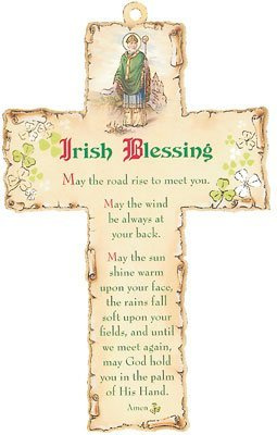 Laser Engraved Wood Wooden 6 Crucifix Cross Plaque IRISH BLESSING