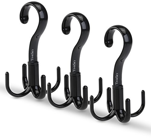 TinkSky Belt Hanger Scarf Tie Rack Holder Hook for Closet Organizer 360 Degree Rotating 3 Pack