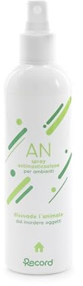 Record - Spray Anti-Masticazione per Cani. Spray Antimorso per Gli Ambienti e Gli Oggetti. Repellente dissuasore dal Sapore sgradevole e Amaro. Made in Italy, 250 ml