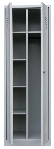 Lüllmann Spind komplett montiert Kleiderspind grau 180x80x50cm (HxBxT) Spindschrank universell einsetzbar PutzSpind 515710 für Personalraum und Hauswirtschaftsraum