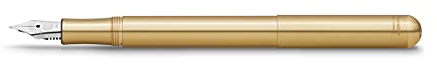 Kaweco LILIPUT Füllhalter Messing (Eco) I Exklusiver Messing Füllfederhalter für Tintenpatronen inklusive Retro Metallbox I Füller 12,5 cm I Federbreite: M (Medium)