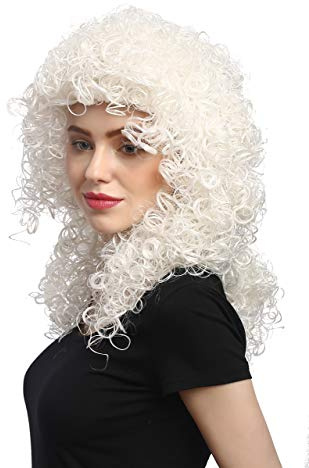 WIG ME UP - 91122-ZA80 Perücke Damen Karneval Halloween Lang Volumen stark gelockt Weiß Weißblond Engel Christkind