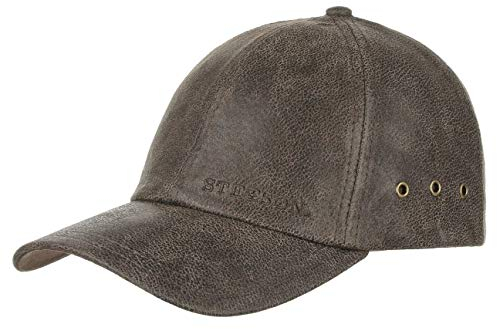 Stetson Liberty Ledercap Herren - One Size (ca. 55-60 cm) Basecap - Größenverstellbare Baseballcap aus Vintage-Leder - Schirmmütze mit Markenstickerei und Luftösen - Sommer/Winter braun One Size
