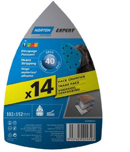 Norton Lot de 14 Patins expert 102 x 152 Grain 40