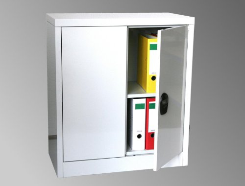 Szagato Stahlschrank 90x80x40cm 2 Böden Drehverschluss lichtgrau | Metallschrank abschließbar Aktenschrank Ordnerschrank Büroschrank Werkzeugschrank