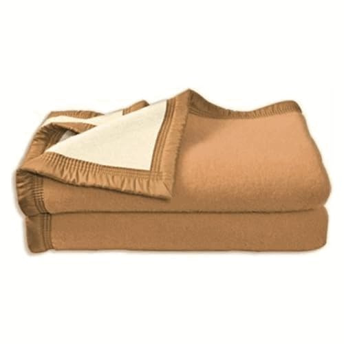 POYET MOTTE Couverture Laine Biche/Naturel 240 x 260 cm - Gamme Aubisque - Made in France