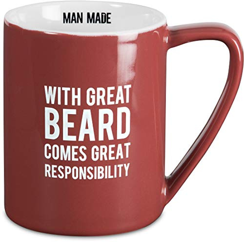 Pavilion Gift Company Man Made With Great Beard Comes Great Responsibility Coffee Mug, 18 oz, Red