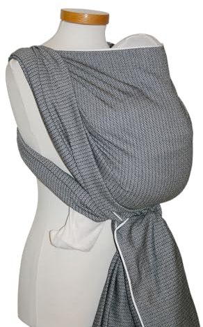 Storchenwiege Baby Tragetuch, 100% Baumwolle, deutsche Produktion, ab Geburt bis ca. 25kg (Schwarz-Weiß, 5,2)