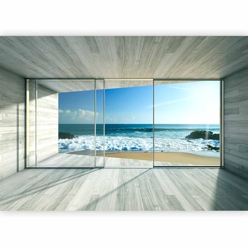 murando - Fototapete Vlies Meer Fenster, 150x105 cm, Schlafzimmer, Full HD | Full HD Druck, 3D-Effekt, lichtbeständige Farben, ideal fürs Wohn- oder Schlafzimmer, schnelle Montage, lichtbeständig, edel