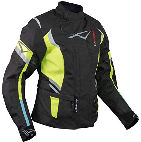 A-Pro Veste textile Moto Touring Femme Protections Doublure thermique Imperméable Fluo L