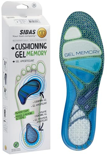 Sidas - Semelles en gel à mémoire de forme - Cushioning Gel Memory - Absorption des chocs - Confort et Soulage le pied tout au long de la journée - Semelles pour chaussures homme et femme