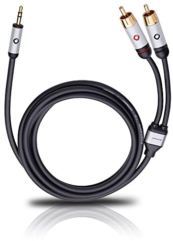OEHLBACH i-Connect Audio Kabel J-35/R - Klinke 3,5 mm auf 2 x Cinch - analog - Stereo - schwarz- 3m