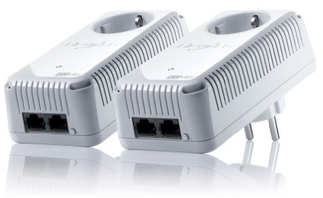 Devolo dLAN 500 duo+ Starter Kit (500 Mbit/s, 2 Adapter im Set, 2x LAN Port, Steckdose, Datenfilter, Netzwerk, Powerline) weiß
