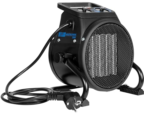 Güde Riscaldatore elettrico GEH 2000 P (2000 W, TÜV/GS, livelli di riscaldamento 1000/2000 W, funzione ventilatore, potenza ventola 197 m³/h, elemento riscaldante in ceramica PTC, termostato continuo,