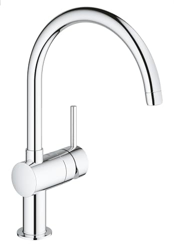 GROHE Minta, Küchenarmatur mit hohem Auslauf (Wasserhahn für die Küche, 360° schwenkbar, wassersparend dank variabler Mengenbegrenzung, einfache Spülbecken-Montage), chrom, 32917000