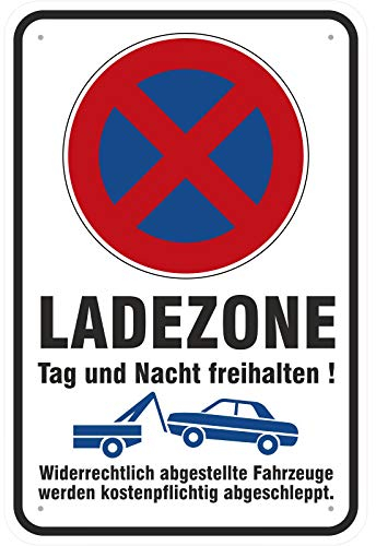 Schild Ladezone Parken Halten verboten, Bitte freihalten aus Aluminium-Verbundmaterial 3mm stark 30 x 45 cm