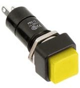 Einbau-Druckschalter PBS-12A, quadratisch, Ein/Aus, gelb