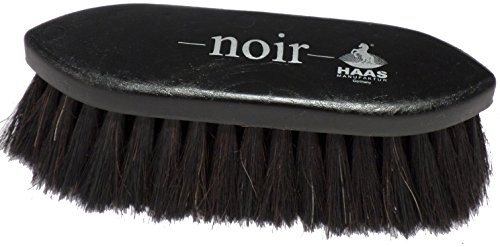 Haas Fellbürste - Noir - in schwarz mit 5 cm langen Rosshaarborsten Größe 17,5 x 5,5 cm