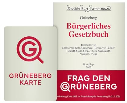 Grüneberg-Karte 2025: Karte zur Nutzung der KI-Anwendung FRAG DEN GRÜNEBERG bis 31.1.2026 (nutzbar nur in Verbindung mit dem unbeschädigten Code eines bereits erworbenen Buches Grüneberg, BGB 2025)