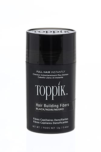 Toppik Hair Building Fibres Powder, for a Thicker-Looking Hairline, Crown and Beard, Instant Thinning Concealer for Men and Women, Black, 12 g