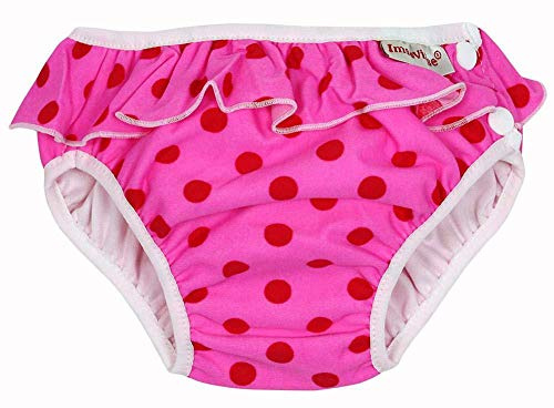 Imse Vimse simblöja rosa prickar frill/rosa prickar med volanger NB (Newborn) 4–6 kg