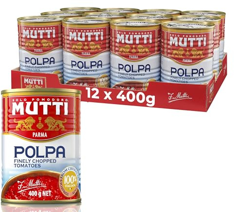 Mutti Crushed Tomatoes (Polpa), 14 oz. | 12 Pack | Italy’s #1 Brand of Tomatoes | Fresh Taste for Cooking | Canned Tomatoes | Vegan Friendly & Gluten Free | No Additives or Preservatives