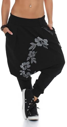 Malito Pantaloni Boyfriend Giarrettiere Twist Aladin Sbuffo Baggy 91085 Donna Taglia Unica (Nero)