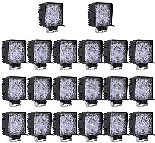20x 27W Eckig Led Scheinwerfer Offroad Lampe Flood Arbeitsscheinwerfer LED Arbeitslicht 12V 24V Zusatzscheinwerfer Rückfahrscheinwerfer für Traktor Bagger SUV Wasserdicht IP67