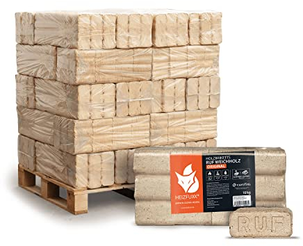HEIZFUXX Holzbriketts Ruf Original Blue 10kg x 30 Gebinde 300kg 1 Palette Weichholzbriketts Kaminbriketts Ofenbriketts Brennholz Brikett Gluthalter Briketts Paligo