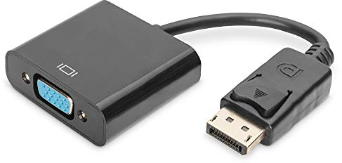 DIGITUS DisplayPort Grafik Adapter, DP zu VGA, Full HD 60Hz, 1920 x 1080 Pixel, Schwarz