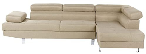 Stor Modulär Hörnsoffa 5-sitsig Klädd Soffa Tyg Ljusbeige Norrea