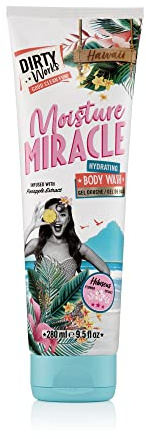 Dirty Works Moisture Miracle Hydrating Body Wash, Luxury Tropical Shower Gel, 280ml, Moisturising Clear Formula for Soft & Smooth Skin