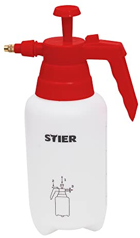 STIER Pumpsprühflasche für Reiniger oder Wasser, 1 L, verstellbare Messingdüse, unbeschriftet, leer, leicht befüllbar