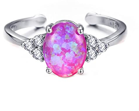 Netter Weiblicher Blauer Weißer Opal-ring-eleganter Zirkon-justierbare Hochzeits-ringe Für Frauen-modischen Brautsilber-farben-verlobungs-ring