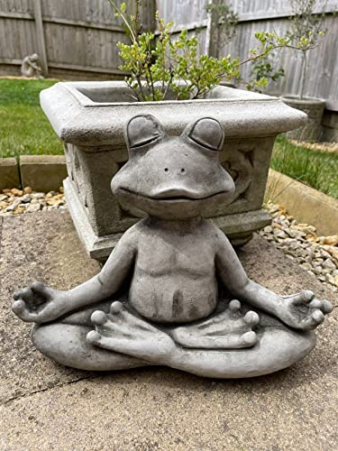 Statue de jardin grenouille en méditation | Sculpture d'animal en plein air crapaud ornement décoration