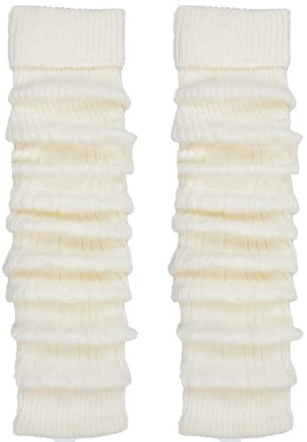 TODO Warme Wolle Stulpen Damen - ZUM KNIE. Weich, Flexibel. Beinwärmen für Winter, wenn es Kalt ist. Wolle Stulpen Ecru Fit