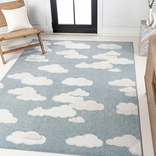JONATHAN Y Hedwig High-Low Cloud Blue 5x8 Indoor/Outdoor Area Rug, Youth Scandi, Kids, Modern, Cottage, Transitional for Bedroom,Kitchen,Living Room,Non Shedding,Easy-Washing (SCN105A-5)