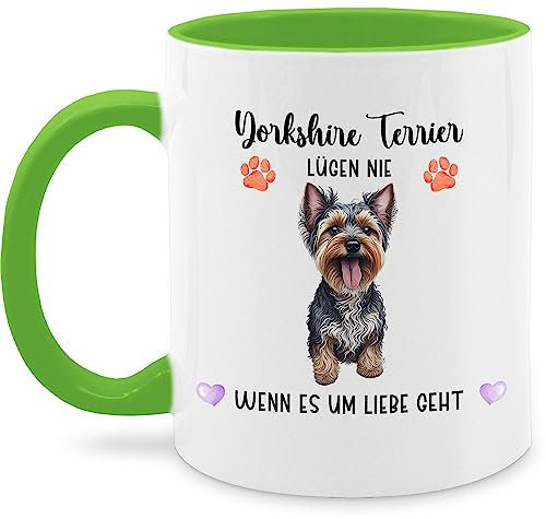 Tasse Tassen 325ml - Hunde - Yorkshire Terrier - Geschenk Hundebesitzern - 325 ml - Hellgrün - geschenke für hundemamas hundebesitzer terrierer teetasse tasse, hundemotiv hund yorkshire-terrier