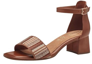 Tamaris Comfort sandali da donna in pelle con tacco e cinturino regolabile, Multicolore (Nut Comb), 38 EU