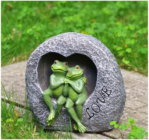 PlentifulHome Lovers Frog Ornament - Garden Frog Pair Statuettes, Romantic Resin Animal Figurines, Anniversary or Wedding Gift