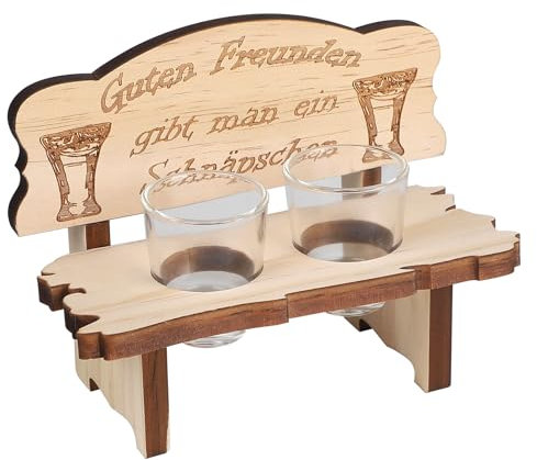 CPROSP Panchina Shot in Legno con 2 Bicchieri e Incisione, Regali di Nozze Creativi, Può Contenere Brandy, Tequila o Altri Liquori.