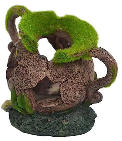BESPORTBLE Aquarium Fish Tank Mossy Jar Ornament Tortoise Hide Small Moss Decor Plants Fish Tank Adornment