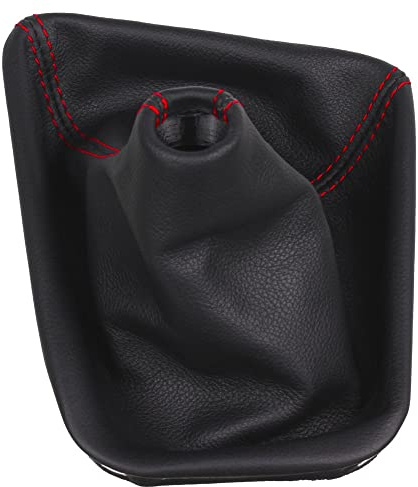 ICT Schaltmanschette Schaltsack mit Kunststoffrahmen – kompatibel mit BMW E46 3er Reihe 1998-2005, Schaltgetriebe – Fahrzeugspezifisch, einfache Montage – Premium Qualität (Naht in rot)