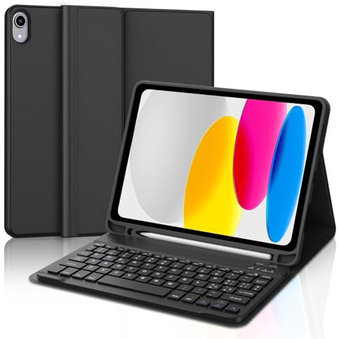 Cover con Tastiera per iPad A16 11 Generation 2025/10 Generazione 2022, Italiano QWERTY Tastiera per ipad 11Gen 11pollici/ipad 10Gen 10.9, con Senza fili Staccabile Custodia con Portapenna, Nero