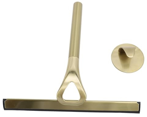 Shower Squeegee for Glass Doors, Squeegee for Shower Glass Windshield Squeegee Stainless Steel Window Cleaner for Shower Doors, Mirror and Window (Gold)