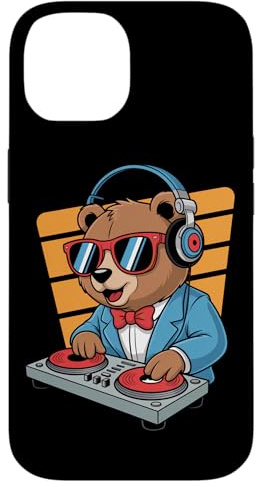 DJ Ours Cool avec Casque Rouge Coque pour iPhone 14