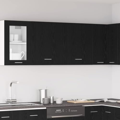 Myheimly Hängeschränke mit Regal 2 pcs Schwarze Eiche 100 x 31 x 60cm Küchenschrank Küchenzeile Küchenmöbel Unterschrank Küchenunterschrank Schrank