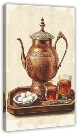 IYTAFGYT Iranian Copper Samovar with Canvas Poster Bedroom Decor Landscape Decor Gift 12x18inch(30x45cm)