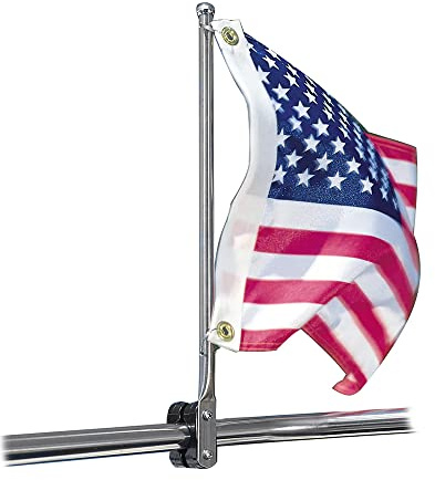 Taylor Made 15 Stainless Steel Flag Pole with Rail Mount – Made from T304 stainless steel – 15 length – Mounts to 7/8 to 1 1/4 round rails – Complete with split rings – 2020109098